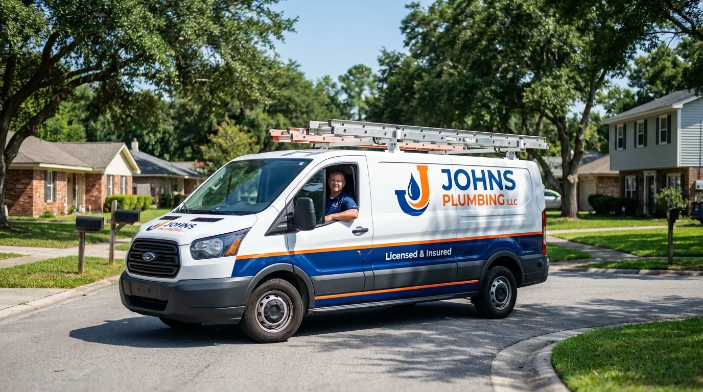 Johns Plumbing LLC service van in Wasilla, AK