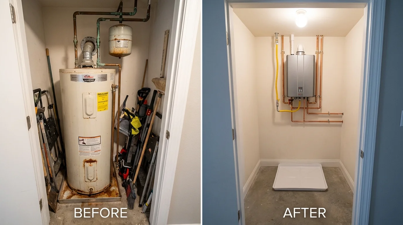 Tank water heater versus wall-mounted tankless unit comparison for Wasilla, AK homeowners