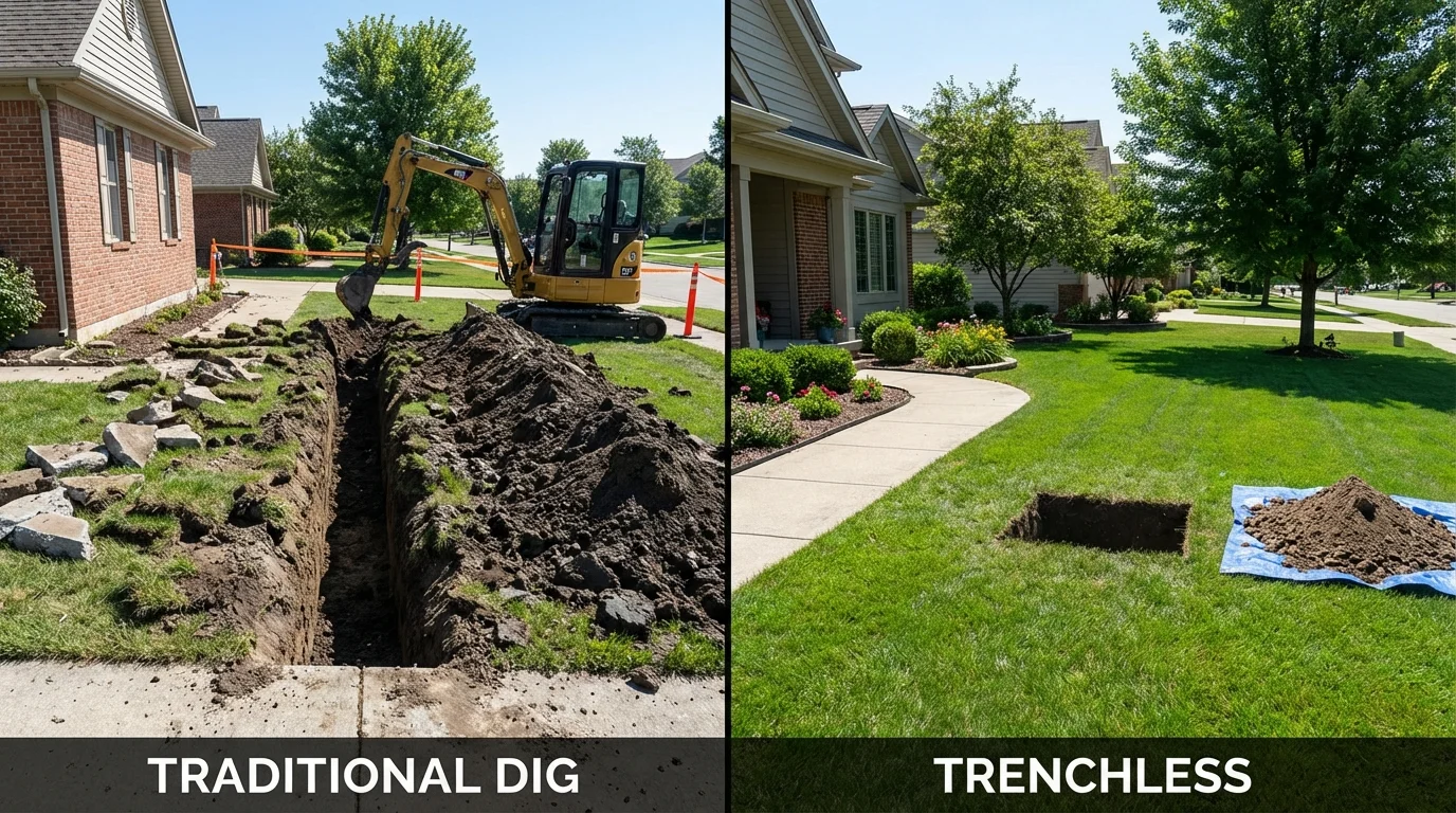 Trenchless sewer repair with minimal yard damage versus traditional excavation in Wasilla, AK
